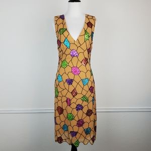 Sheri Bodell Dress Silk Sequins Beaded New Years Holiday Party Glam Shimmer